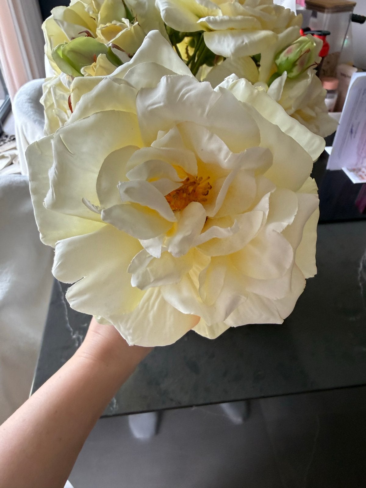 Silk-ka Rozen Boeket - Crème Kunstbloemen, Huis en Inrichting, Ophalen, Binnen, Silk-ka, Zijde