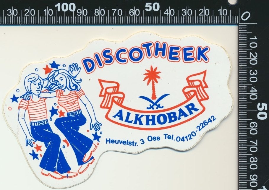 Sticker: Discotheek Alkhobar - Oss, Ophalen of Verzenden, Zo goed als nieuw, Bedrijf of Vereniging
