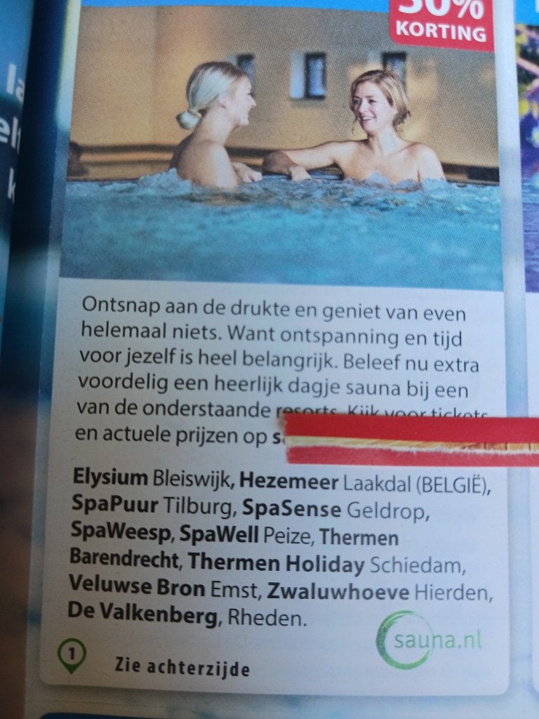 WELLNESS, kortingbon voor de sauna, Ophalen of Verzenden, Nieuw, Overige typen