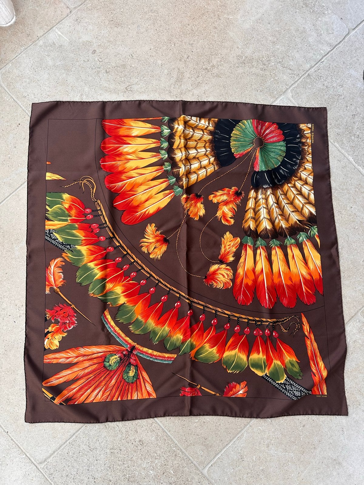 Hermès Brazil Detail 90 Zijden Sjaal - Luxe & Kleurrijk, Ophalen of Verzenden, Nieuw