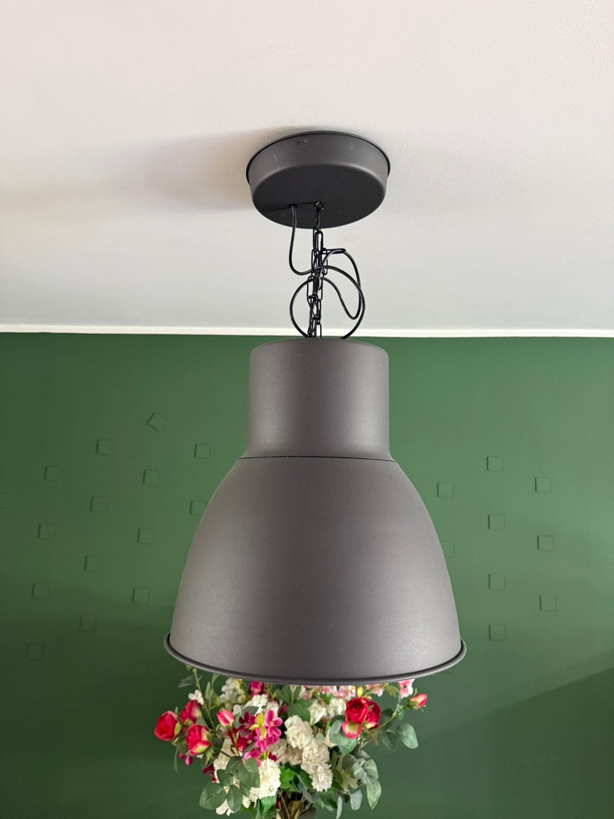 IKEA Hektar Hanglamp Antraciet Grijs 47cm, Ophalen, Zo goed als nieuw, Metaal, Minder dan 50 cm
