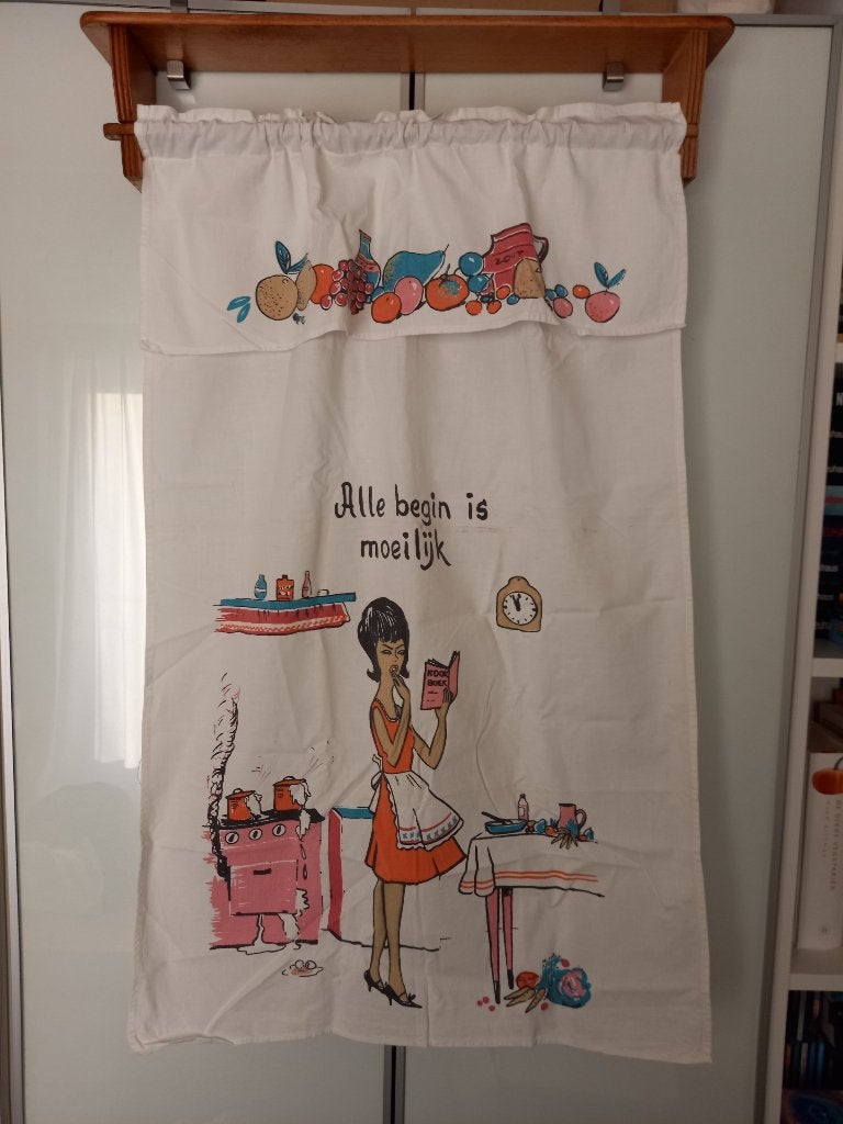 Brocante Houten Handdoekrek Met 2 Overhanddoeken /Voordoeken, Ophalen of Verzenden