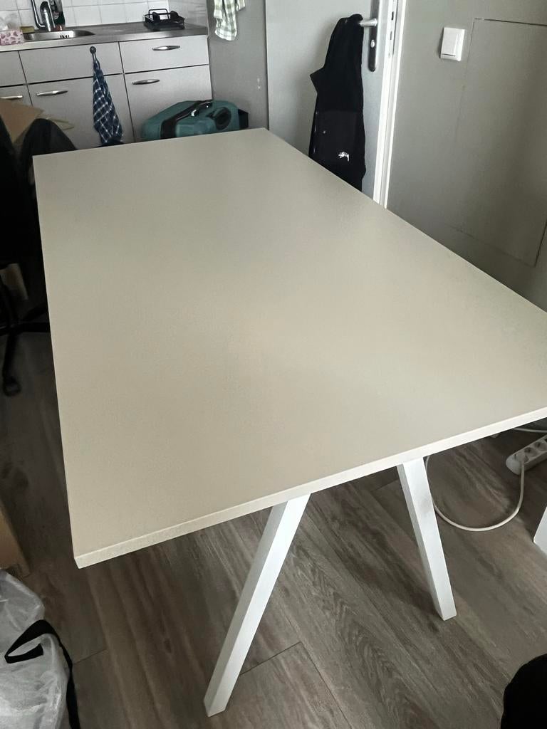 IKEA Strak bureau/eettafel met wit onderstel en haak, Overige materialen, Zo goed als nieuw, 150 tot 200 cm, Rechthoekig