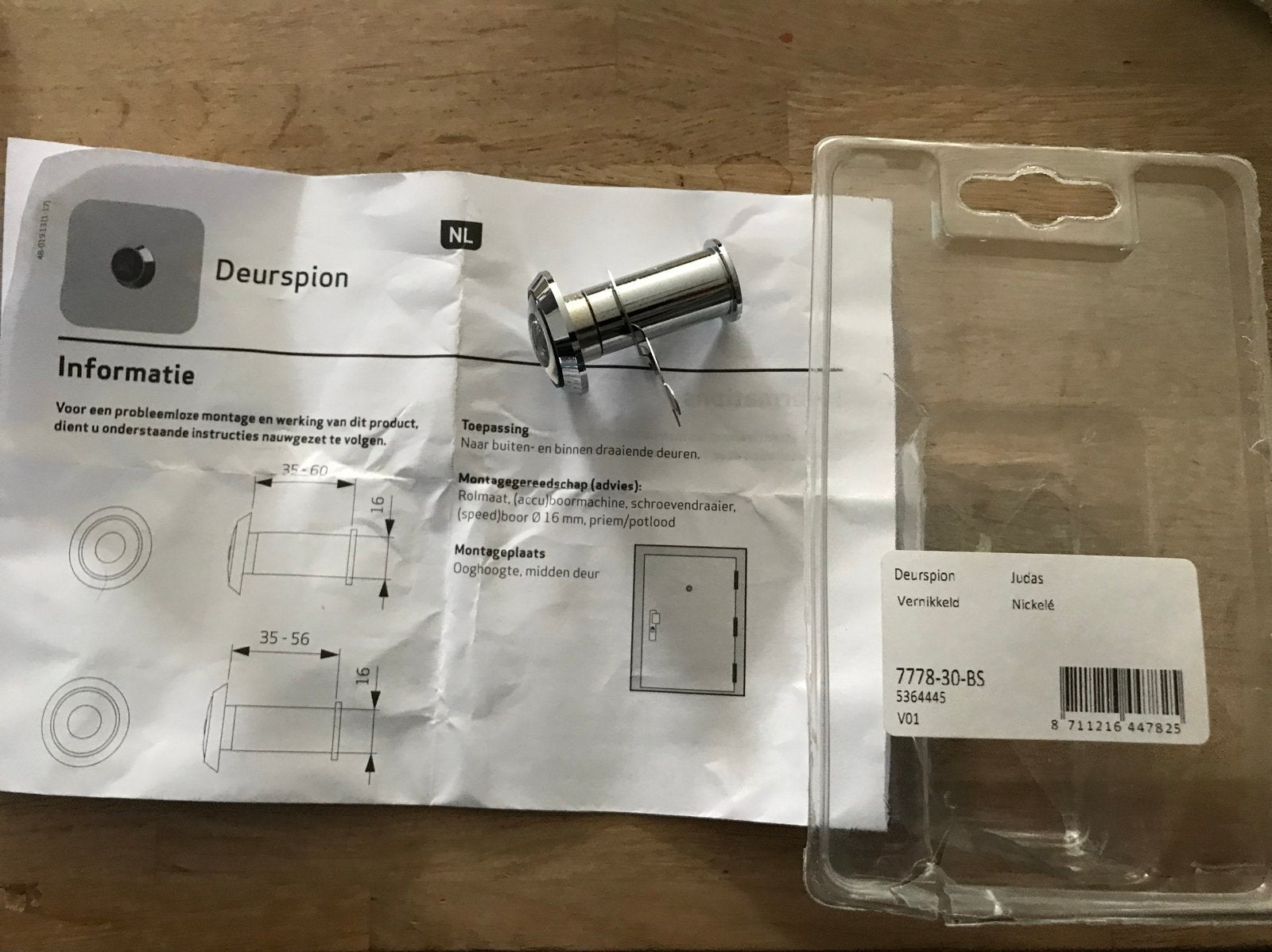Nieuwe Deurspion - Nikkelkleurig, Ophalen of Verzenden, Nieuw, Overige materialen, Overige typen