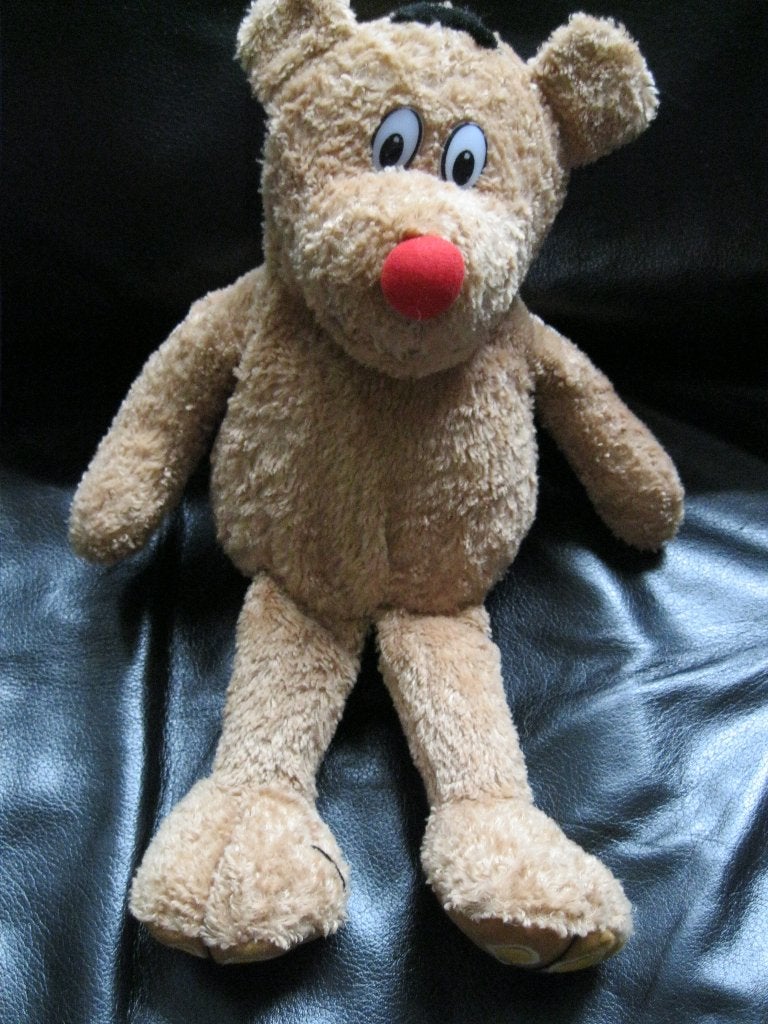1 bruine knuffel rendier 32 cm., Gebruikt, Overige typen, Ophalen of Verzenden, Middelgroot (20 tot 80 cm)