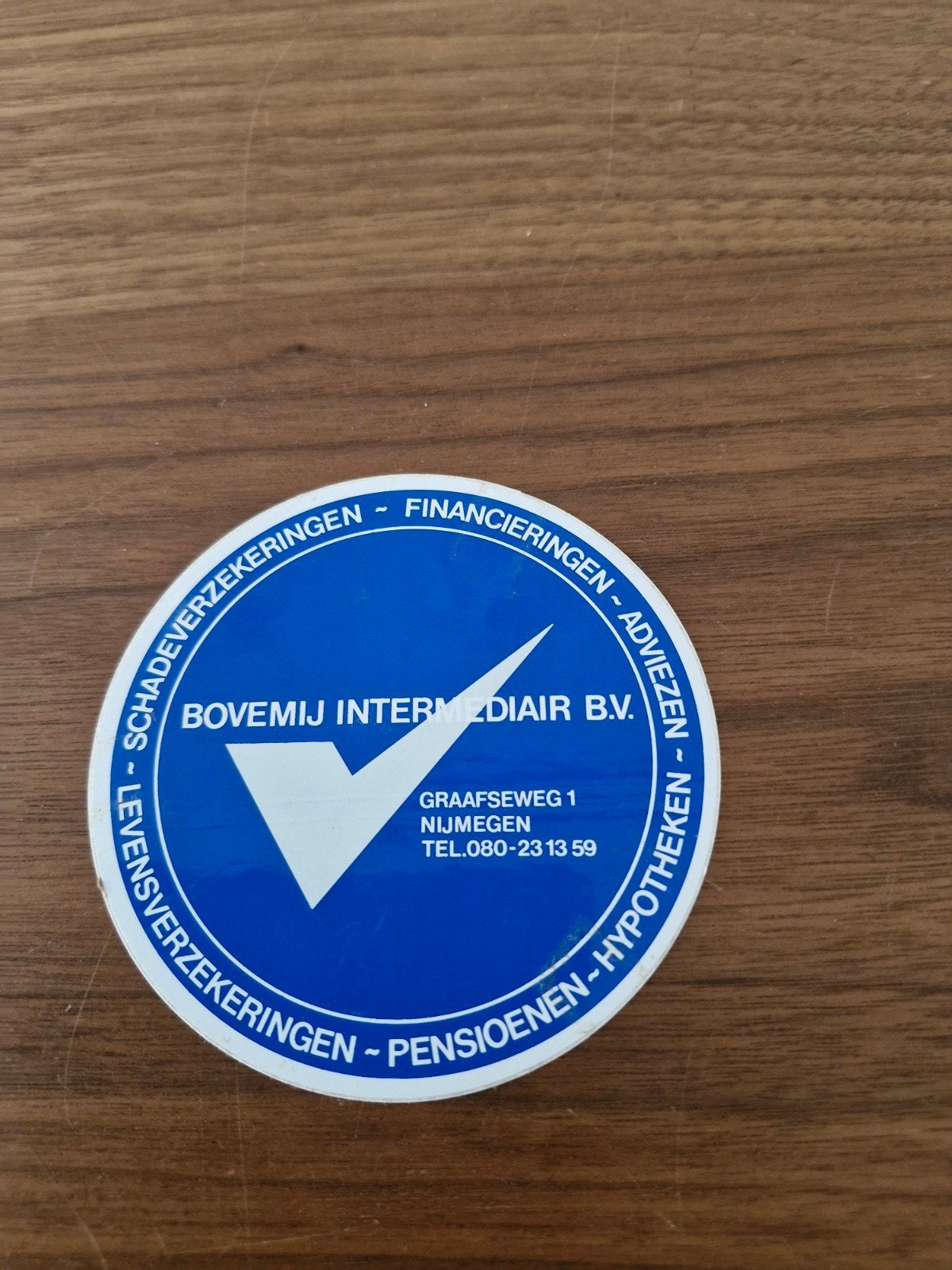 11658 Vintage Bovemij Intermediair B.V. Sticker Nijmegen, Verzamelen, Ophalen of Verzenden