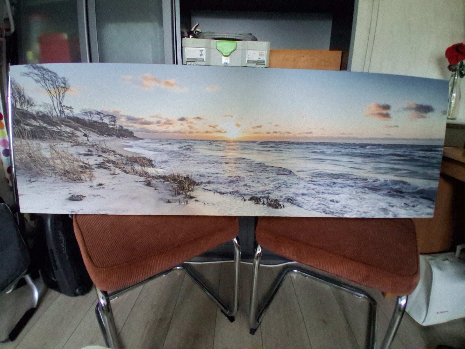 canvas schilderij zeezicht 150cm x 50cm, Ophalen, 50 – 75, Overige typen, 125 cm of meer