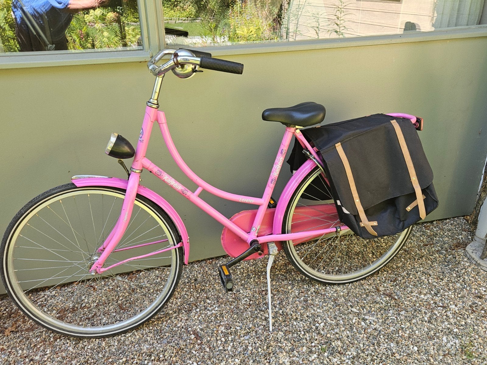 Roze meisjesfiets met fietstassen, Velgrem, Ophalen, Overige merken, Gebruikt