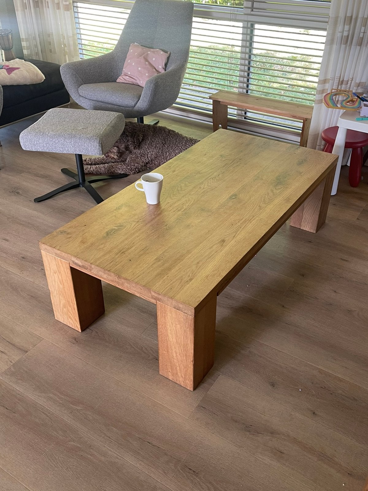 Salontafel blank eikenhout - staat in de weg, dus moet weg, Ophalen, Gebruikt, 100 tot 150 cm, Eikenhout