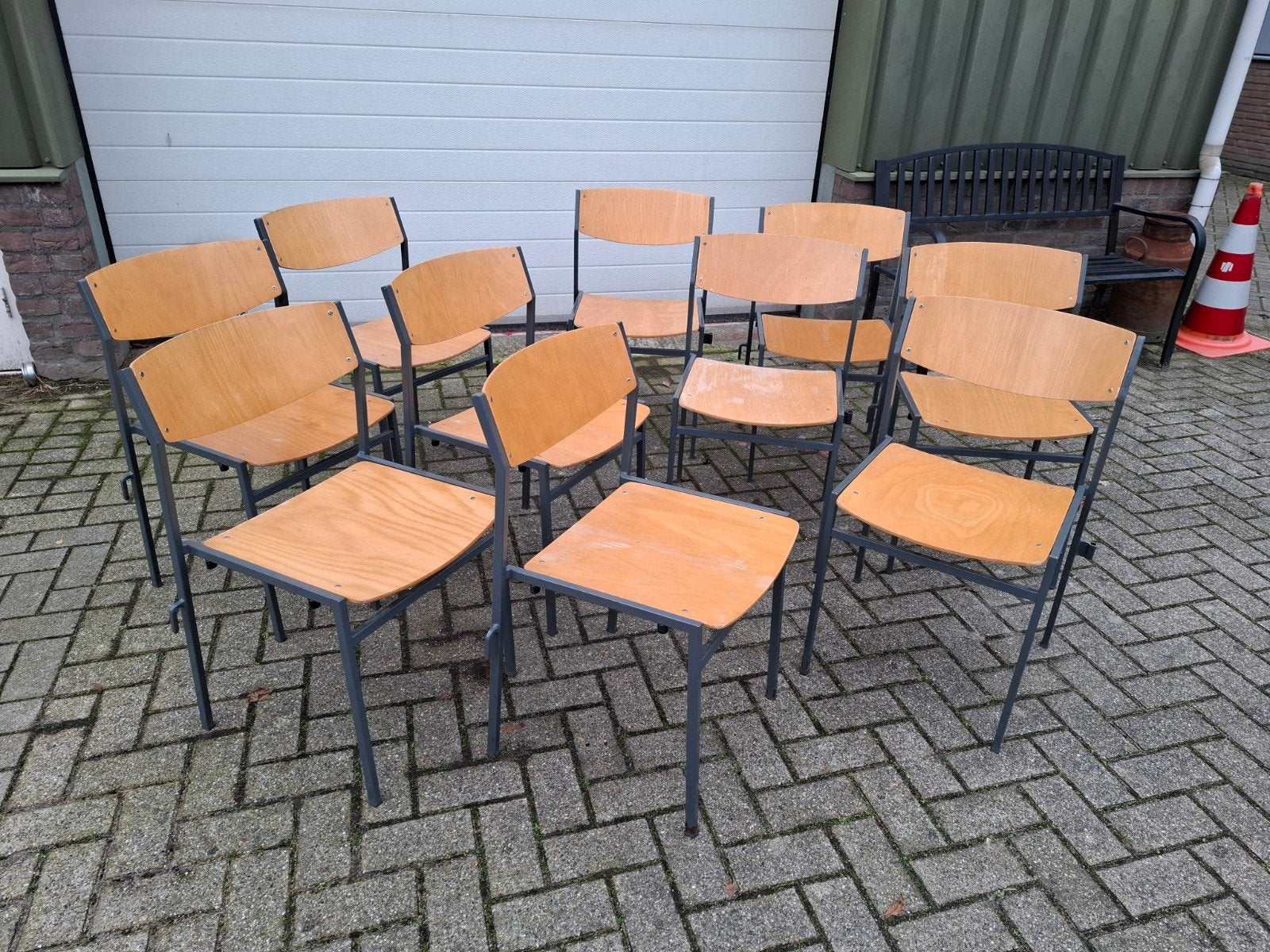 Vintage Gijs van der Sluis Stapelstoel stoelen. Lees advert,, Huis en Inrichting, Stoelen, Ophalen, Gebruikt, Hout