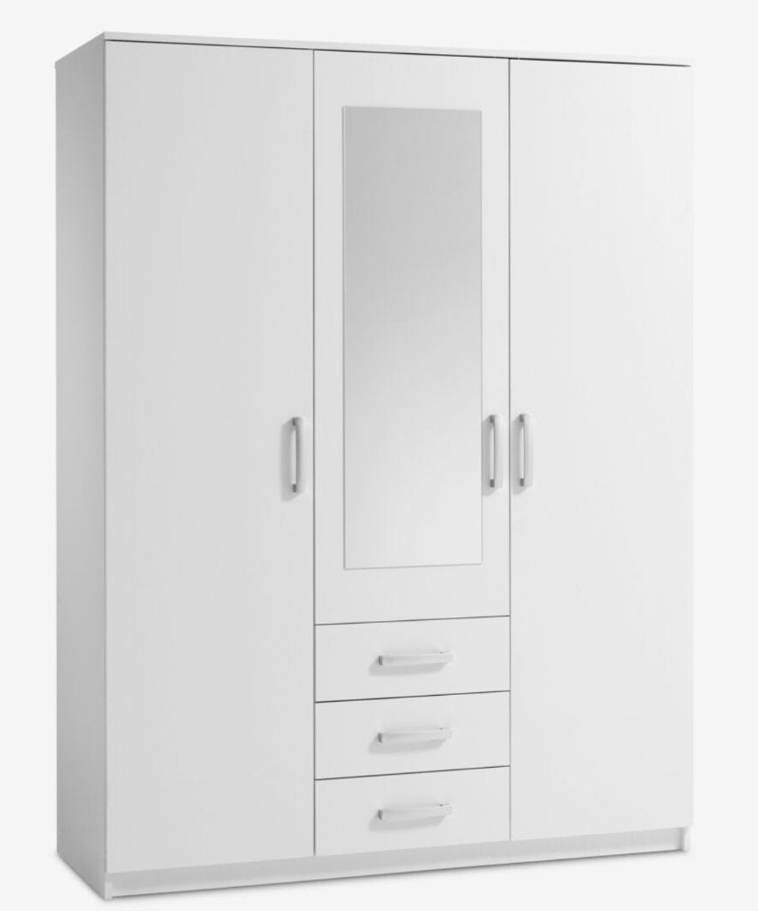 JYSK VELLERUP Wardrobe 151x200 cm – Combi White with Drawers, Gebruikt, 200 cm of meer, 150 tot 200 cm, Ophalen of Verzenden