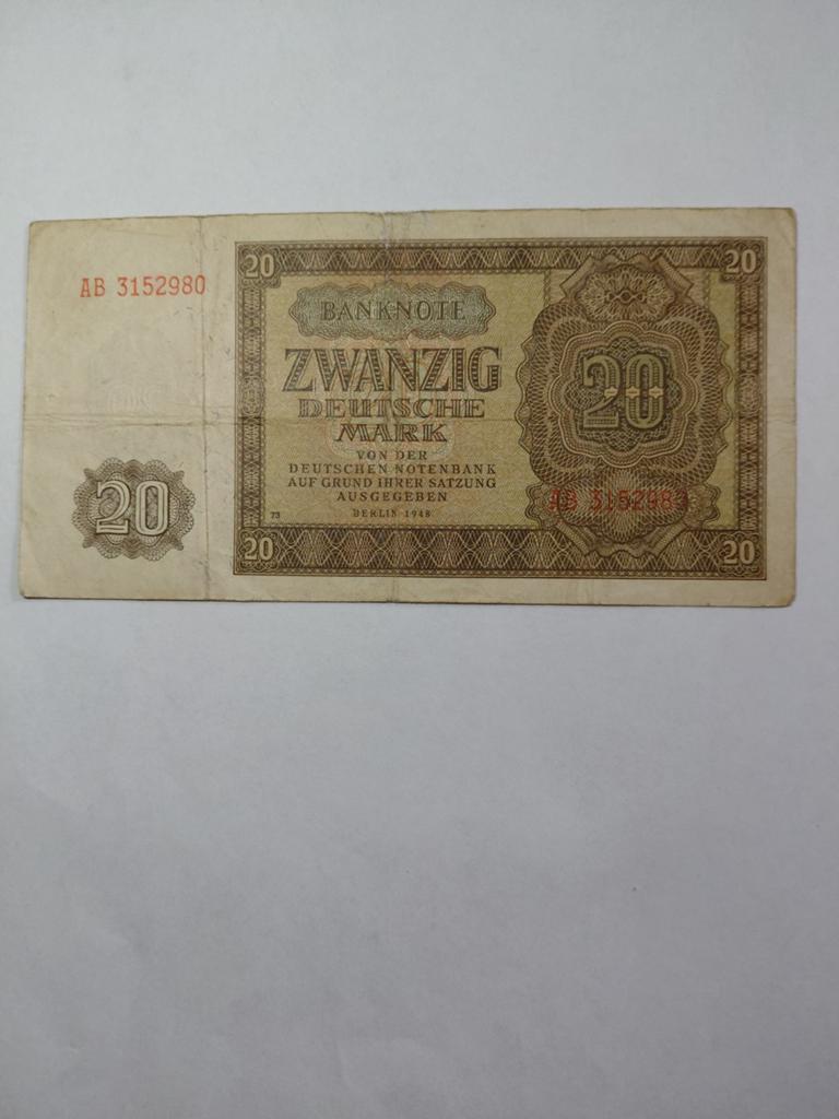 Oost Duitsland 20 mark 1948, Ophalen of Verzenden, Duitsland