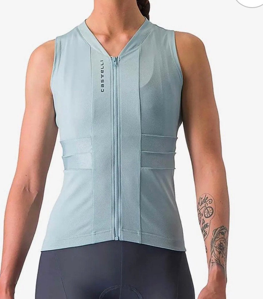 Hemelsblauw dames Castelli fietsshirt mouwloos maat M, Zo goed als nieuw, Dames, Bovenkleding, M