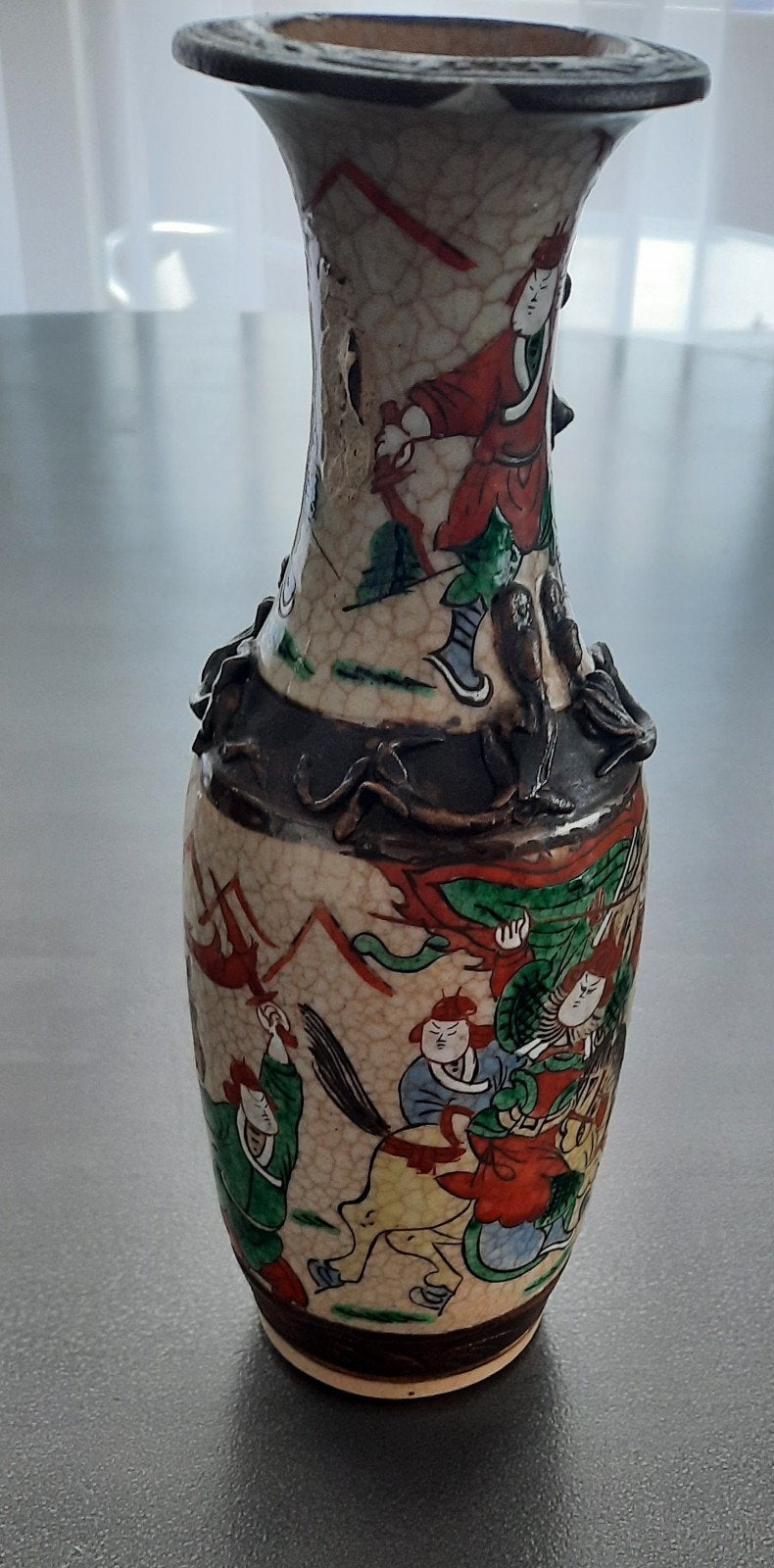 Antieke Chinese Vaas met Samurai Decoratie, Ophalen of Verzenden