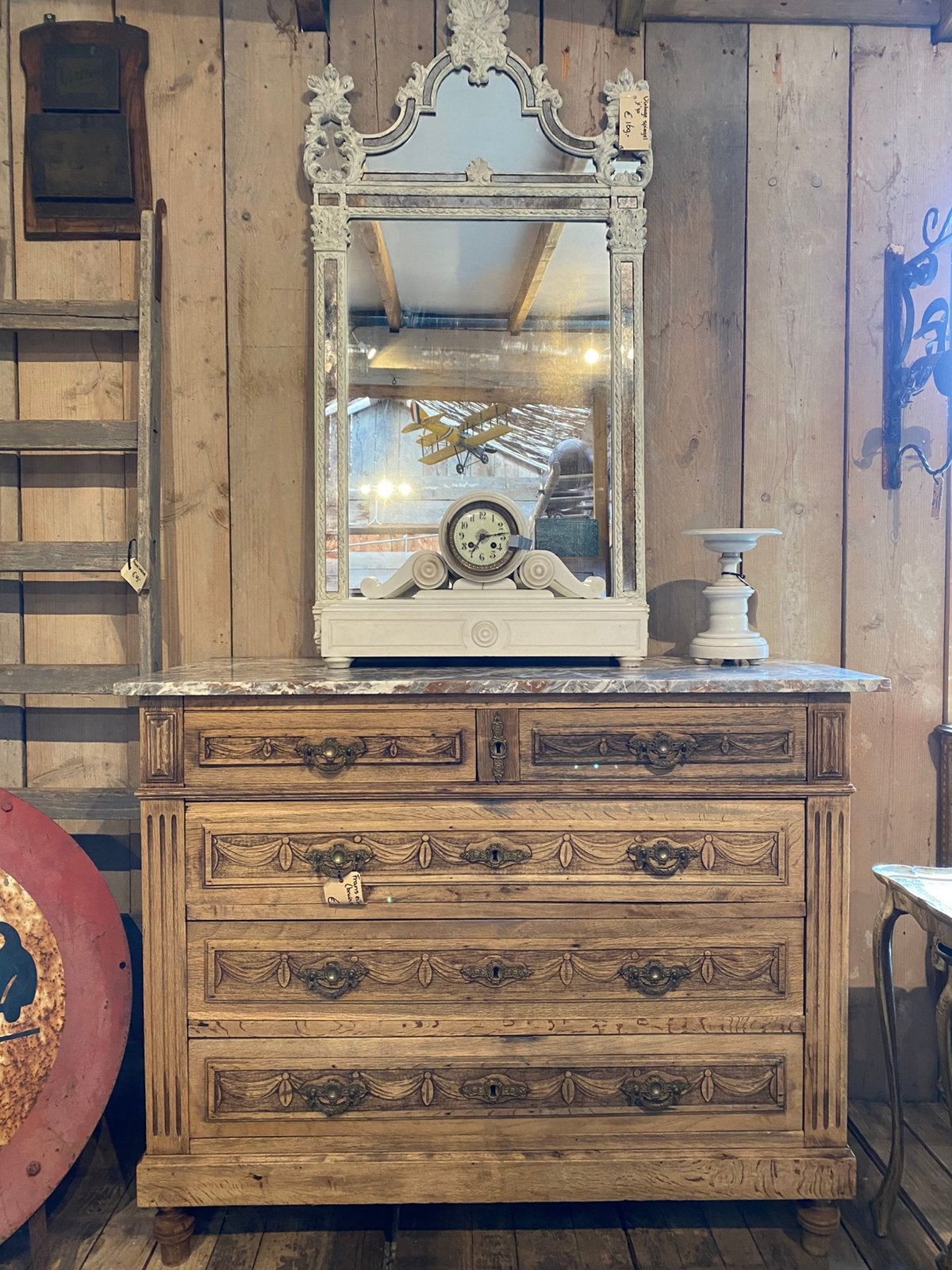 Charmant Frans eiken ladekast commode badkamermeubel, Ophalen