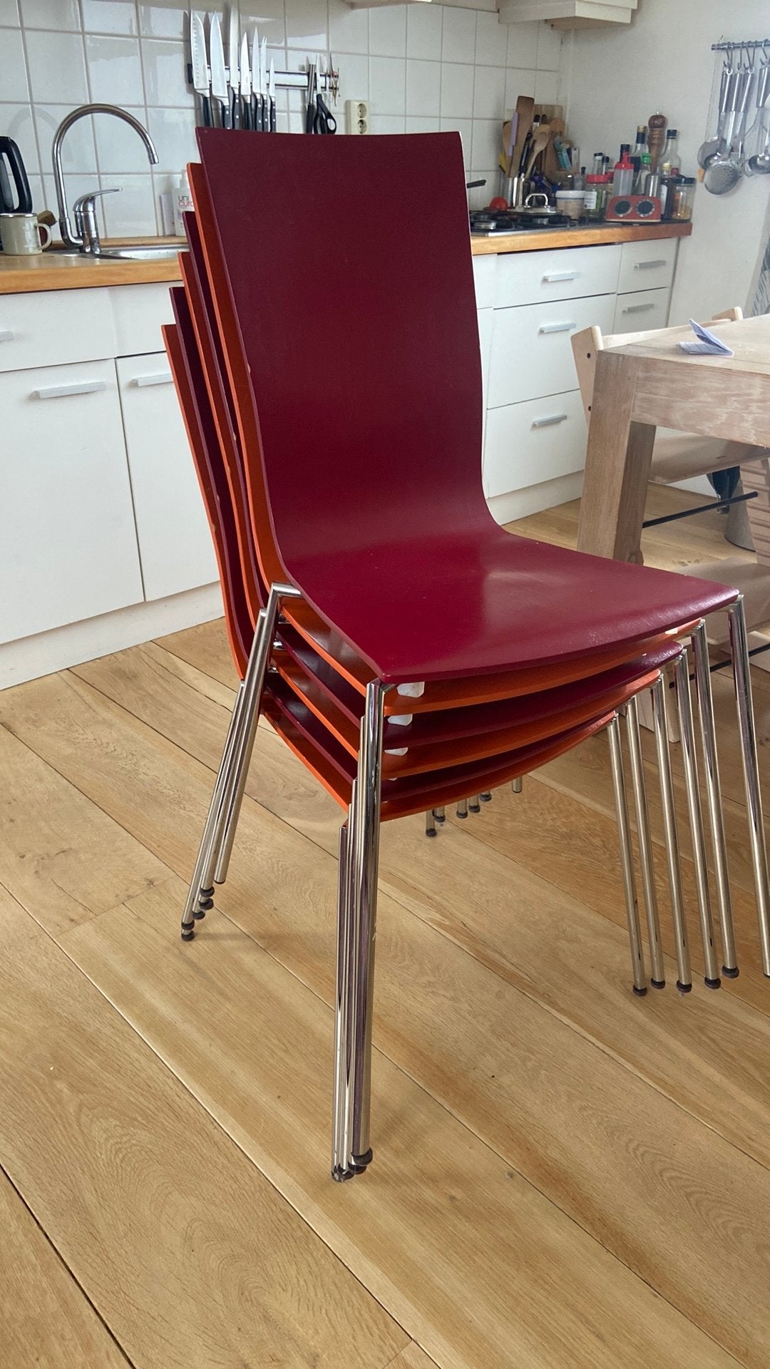 Set van 6 mooie Danerka Eetkamerstoelen - Danish Design, Huis en Inrichting, Ophalen, Zo goed als nieuw, Kunststof, Vijf, Zes of meer stoelen
