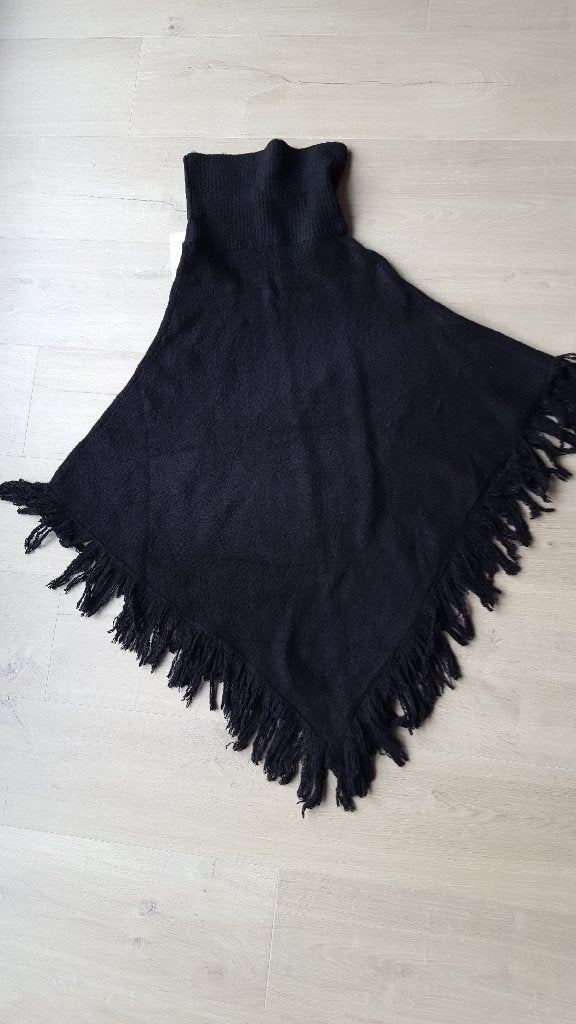 Hema poncho met col zwart One Size, Kleding | Dames, Truien en Vesten, Nieuw, Maat 42/44 (L), Zwart, Ophalen of Verzenden