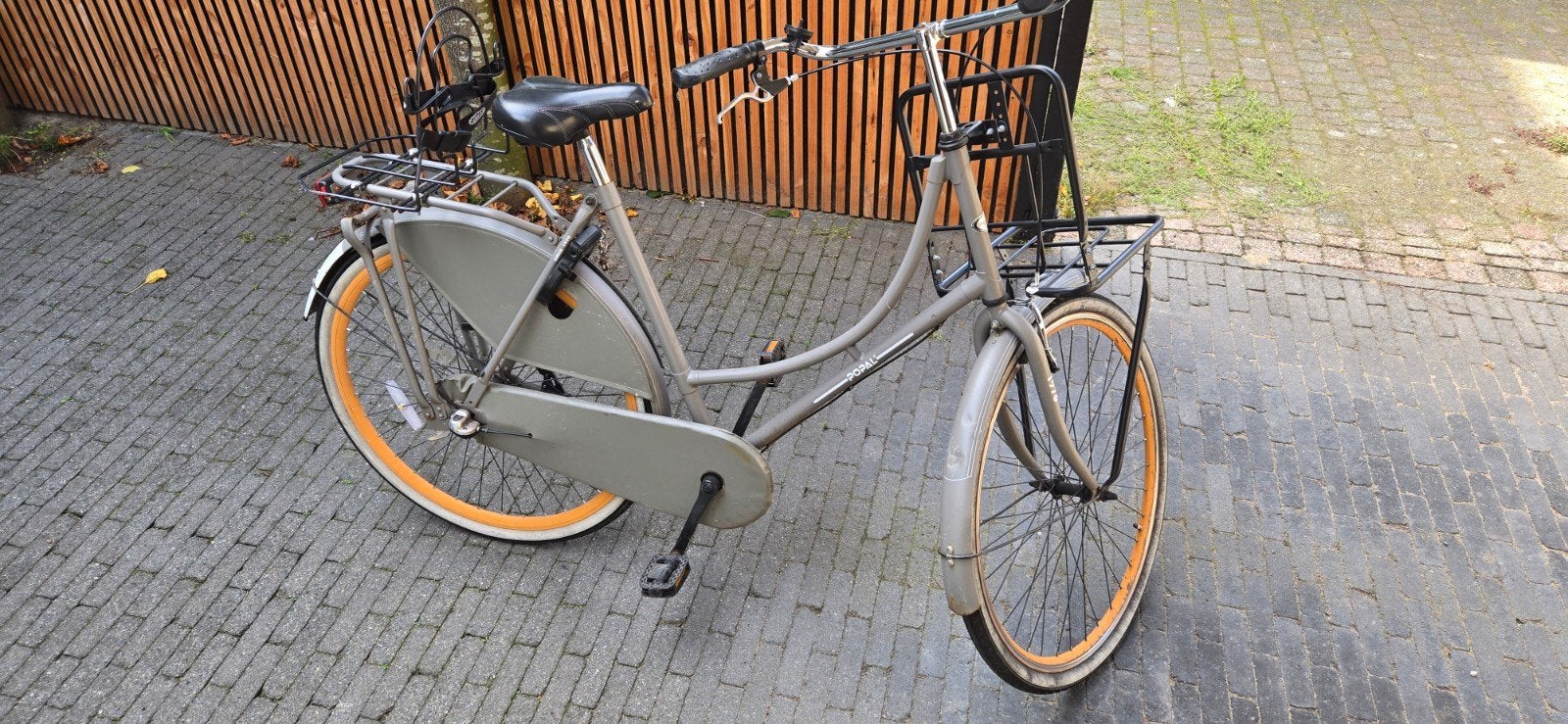 Stevige transportfiets met voordrager en bagagedrager, Terugtraprem, Ophalen, Overige merken, 53 tot 56 cm