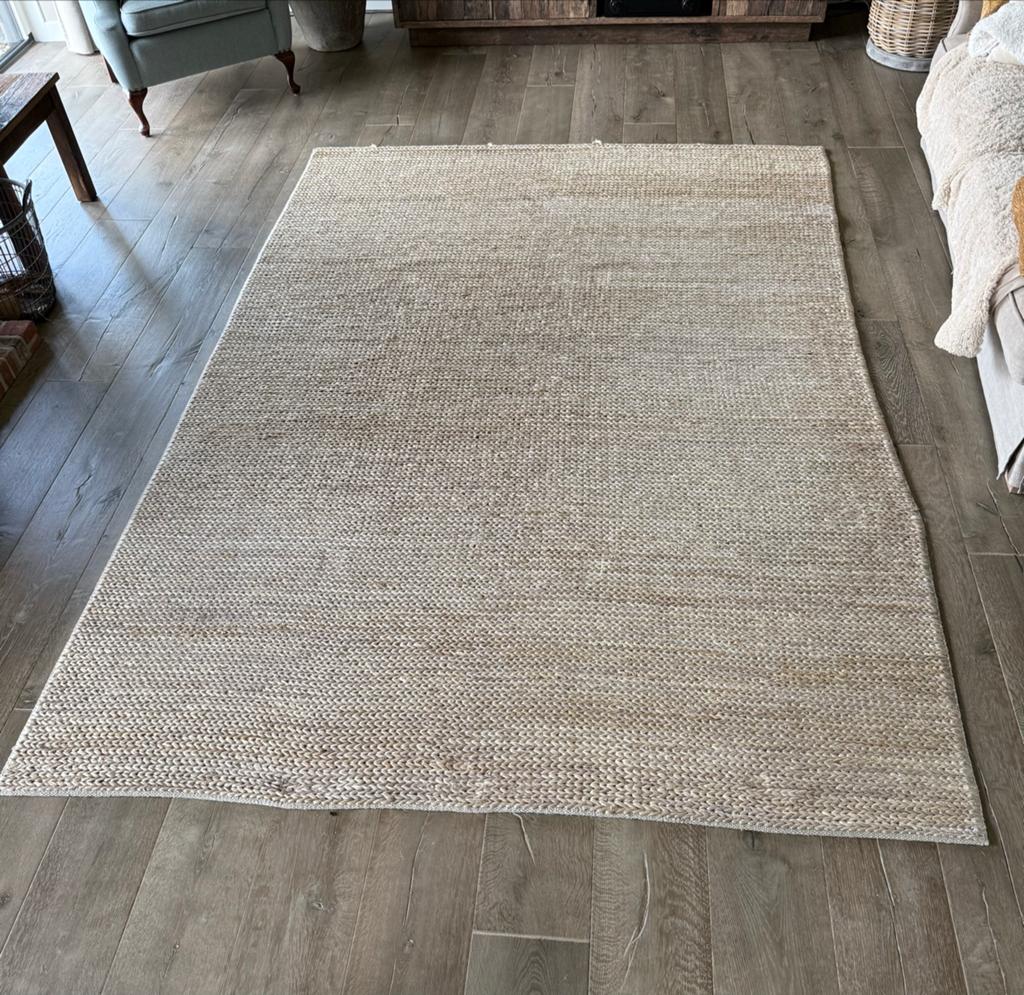 Handgeweven vloerkleed van hennep en katoen (200x300cm), Beige, 150 tot 200 cm, 200 cm of meer, Ophalen of Verzenden
