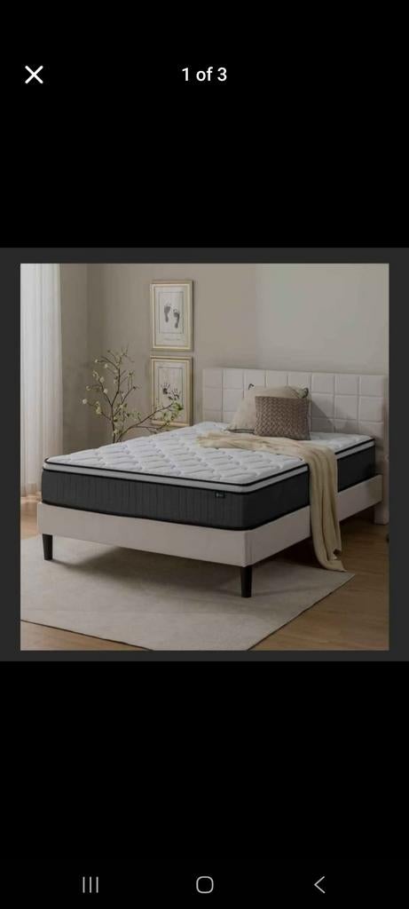 bed and mattress (size 140200 cm), Zinus brand _Zeer schoon, Ophalen of Verzenden, Zo goed als nieuw, Tweepersoons, 140 cm