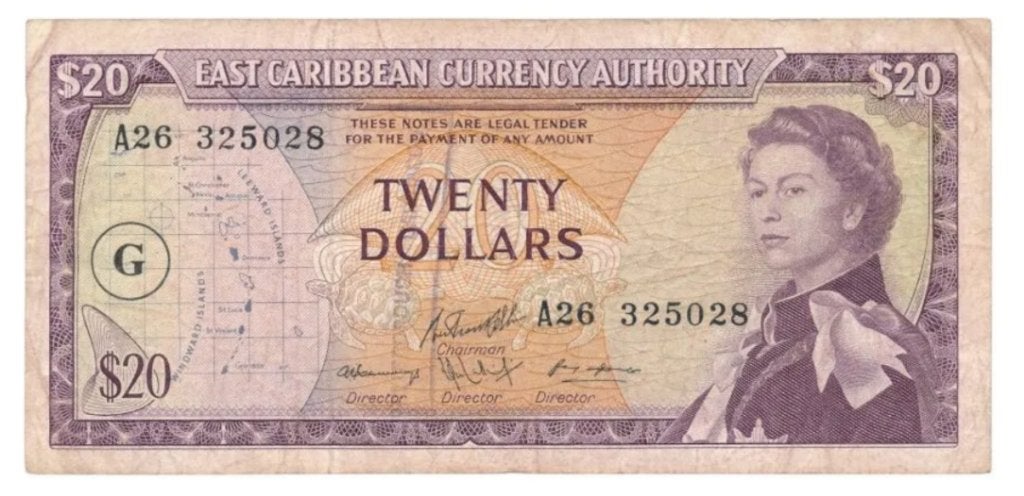 Oost-Caribische staten 20 Dollars 1965, Ophalen of Verzenden, Noord-Amerika, Los biljet