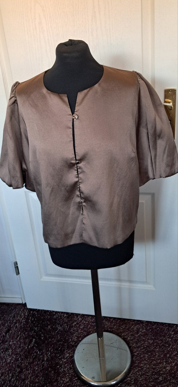 Neo Noir top maat 40 met pofmouwen - Lichtbruin, Maat 38/40 (M), Neo Noir, Bruin, Onbekend