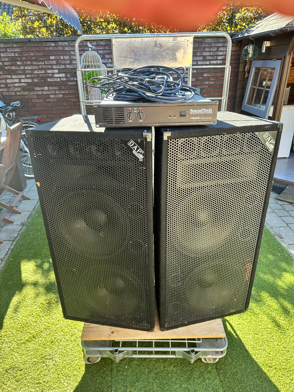 DAP Audio PA-set met Soundtech PL602 versterker, Ophalen, Gebruikt, Minder dan 500 watt, P.A.