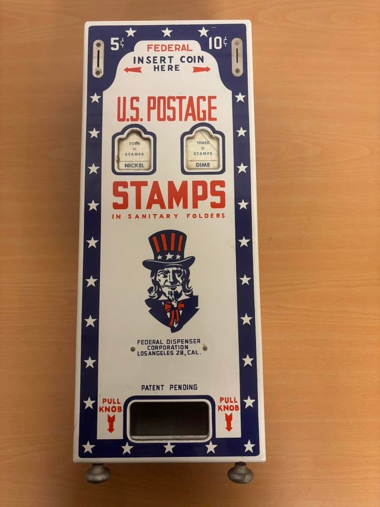 Prachtige Amerikaanse postzegelautomaat, Ophalen of Verzenden, Zo goed als nieuw, Reclamebord
