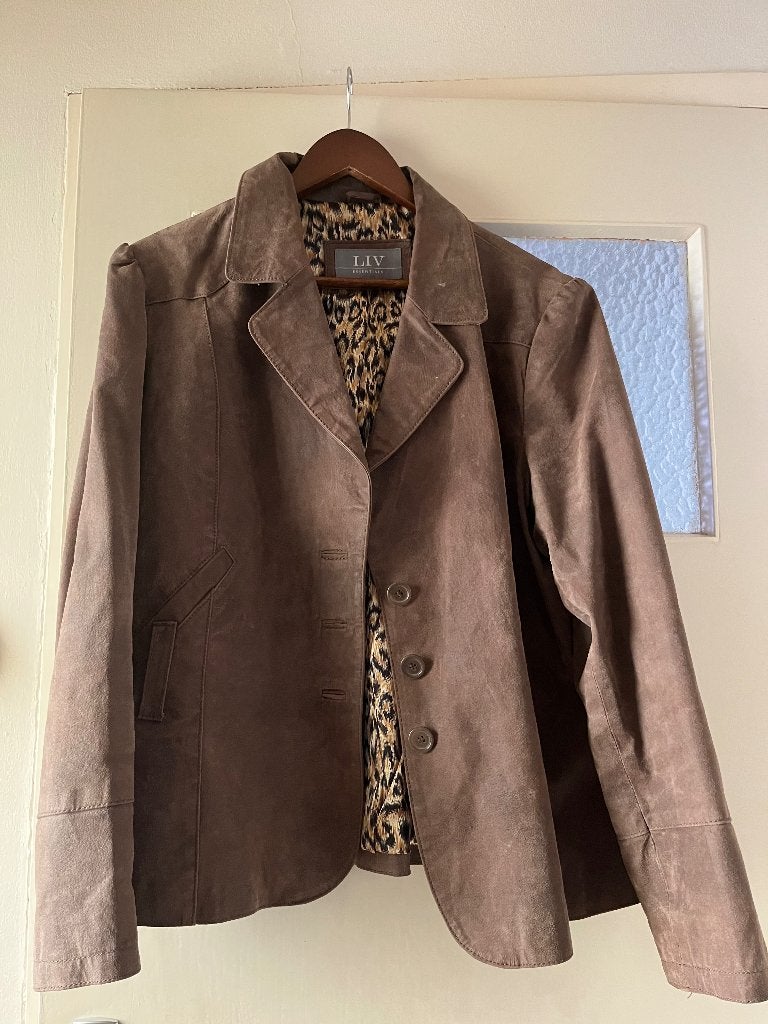 Liv Essentials leren jasje, Ophalen of Verzenden, Gedragen, Maat 46/48 (XL) of groter, Bruin