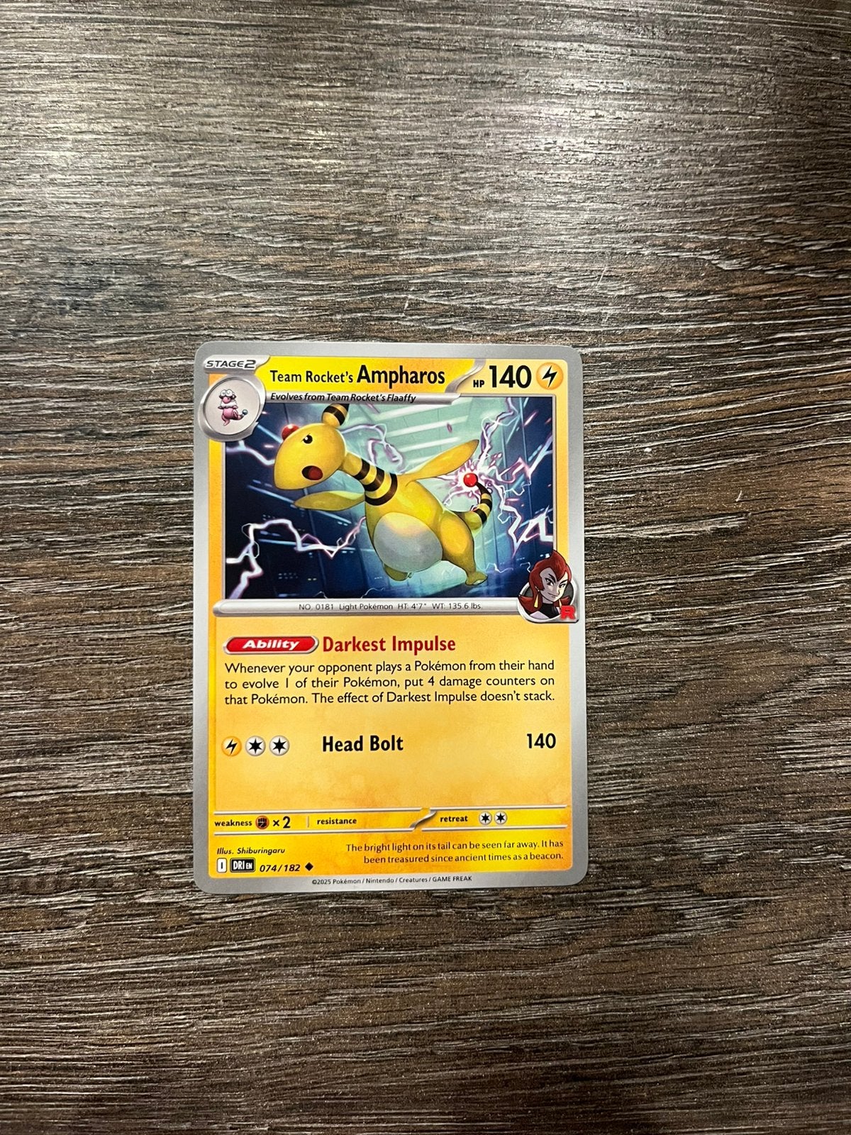 Team Rocket’s Ampharos DRI 074/182, Ophalen of Verzenden, Zo goed als nieuw
