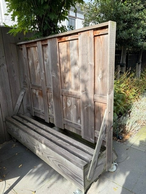 Houten verplaatsbare windscherm/schutting 184 x 63 x 170 cm, Caravans en Kamperen, Ophalen, Gebruikt