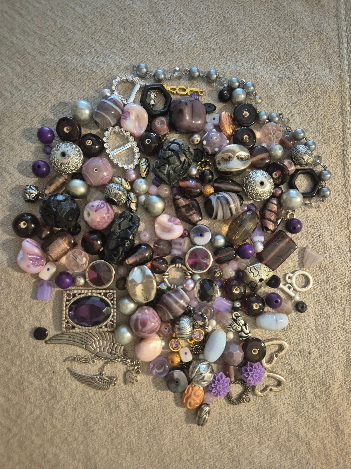 lila kralen mix, Ophalen of Verzenden, Nieuw, Kraal
