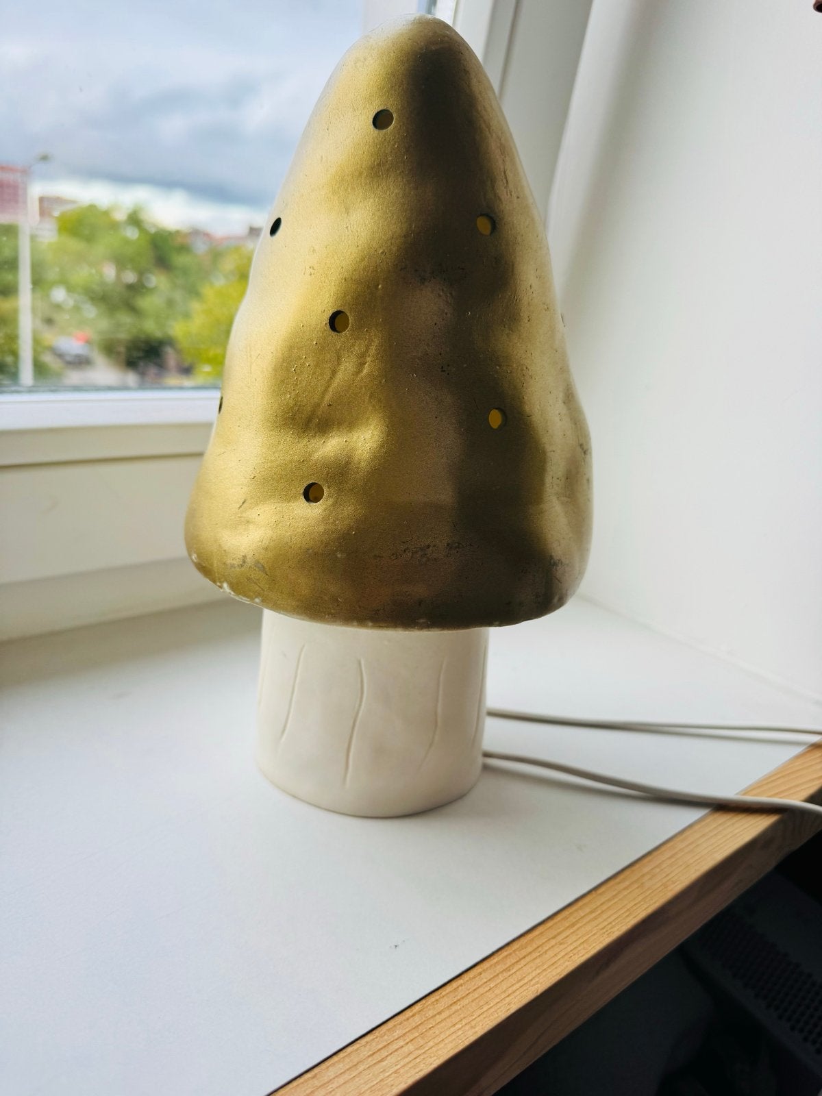 Heico Paddenstoel Lamp Goud, Met schakelaar, Overige merken, Gebruikt, Kunststof
