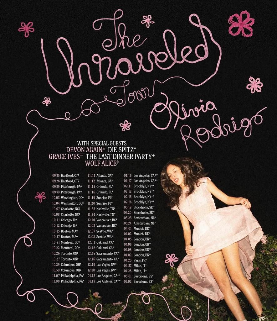 Olivia Rodrigo The Unraveled Tour 2 Staan Plaatsen, Twee personen, Maart