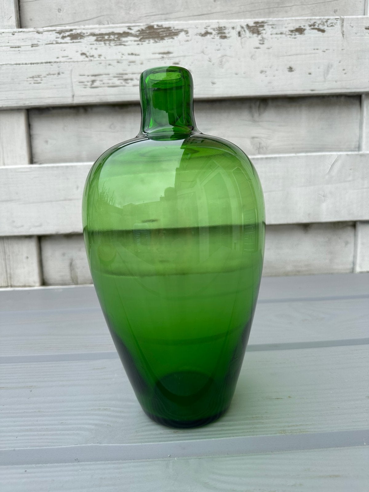 F.Meydam Groene Leerdam Serica Fles vaas 1962, Antiek en Kunst, Antiek | Glas en Kristal, Ophalen of Verzenden