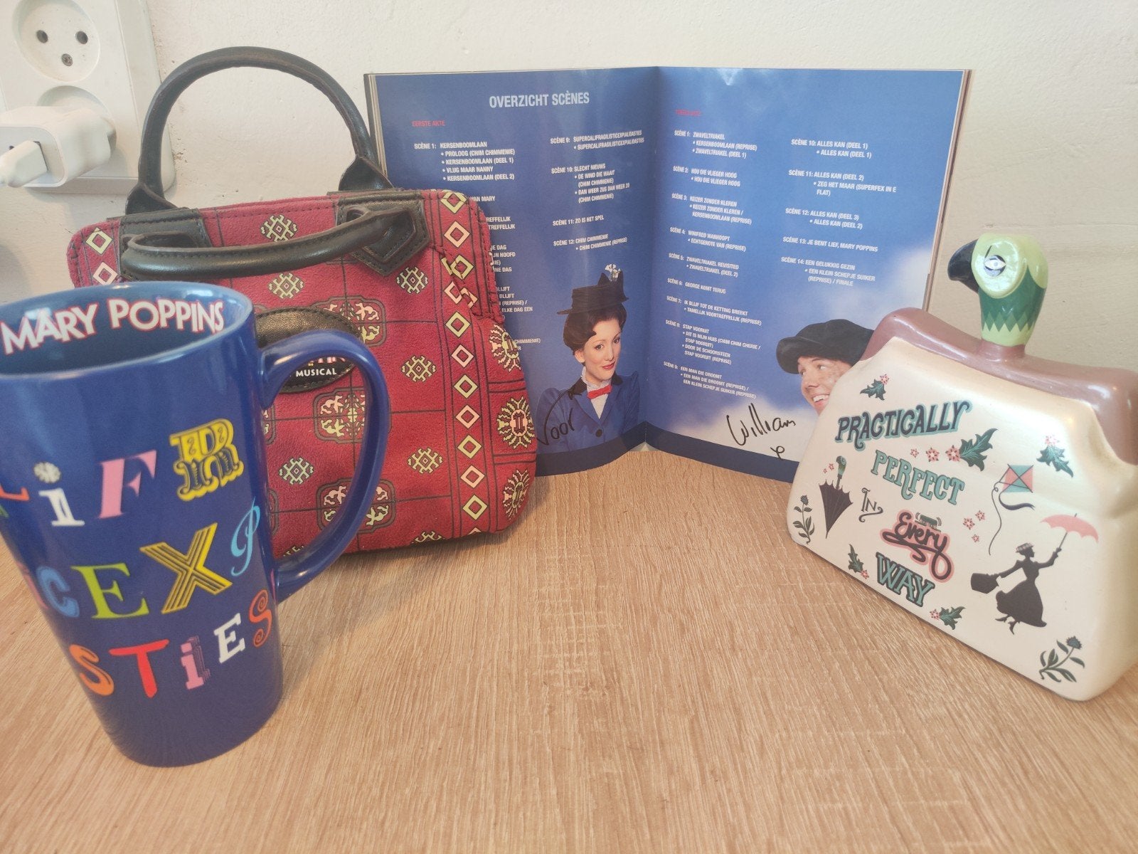 Mary Poppins Musical Collectie Tas, Mok, Spaarpot & Programm, Ophalen of Verzenden, Zo goed als nieuw