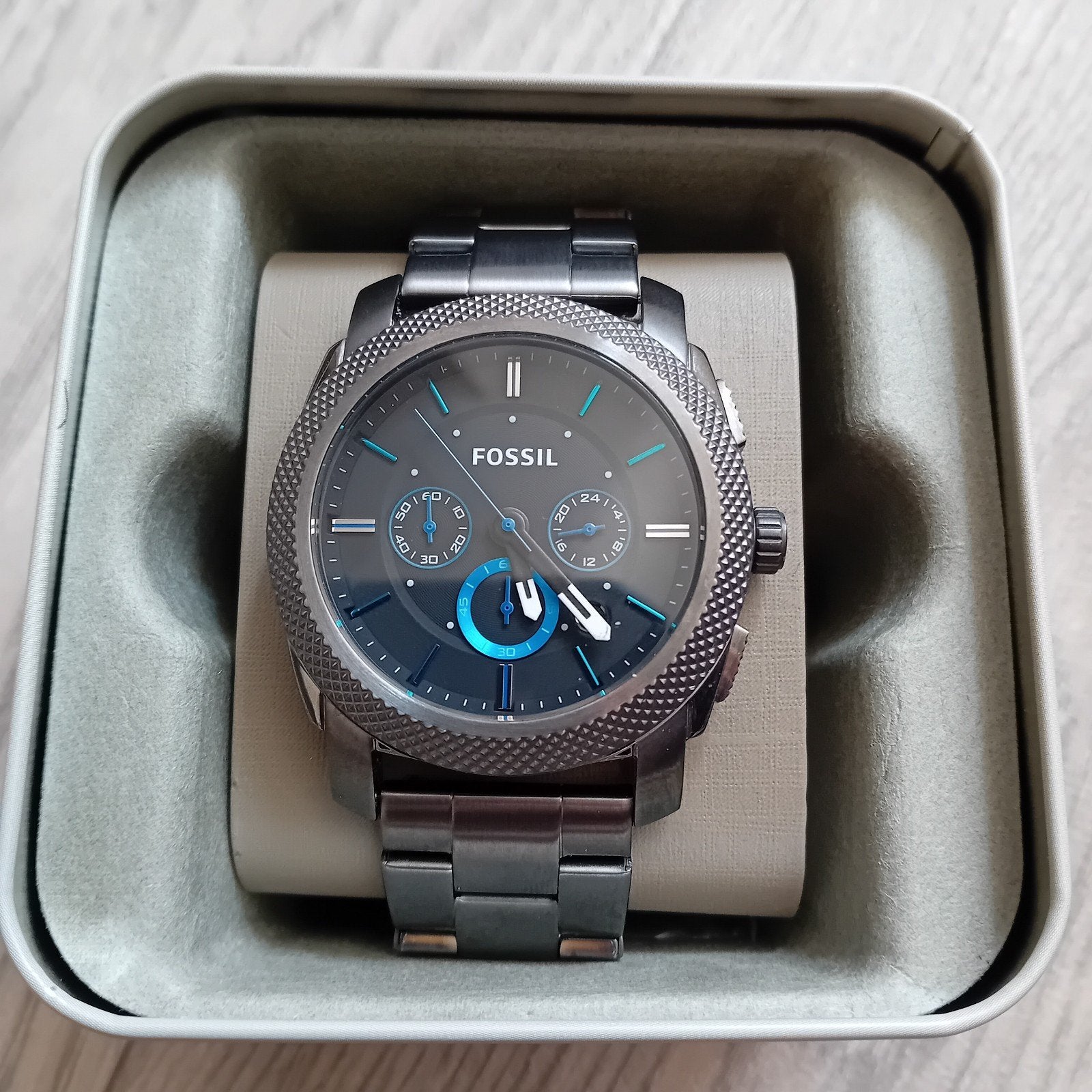 Fossil Herenhorloge - Donkergrijs met blauw, Ophalen
