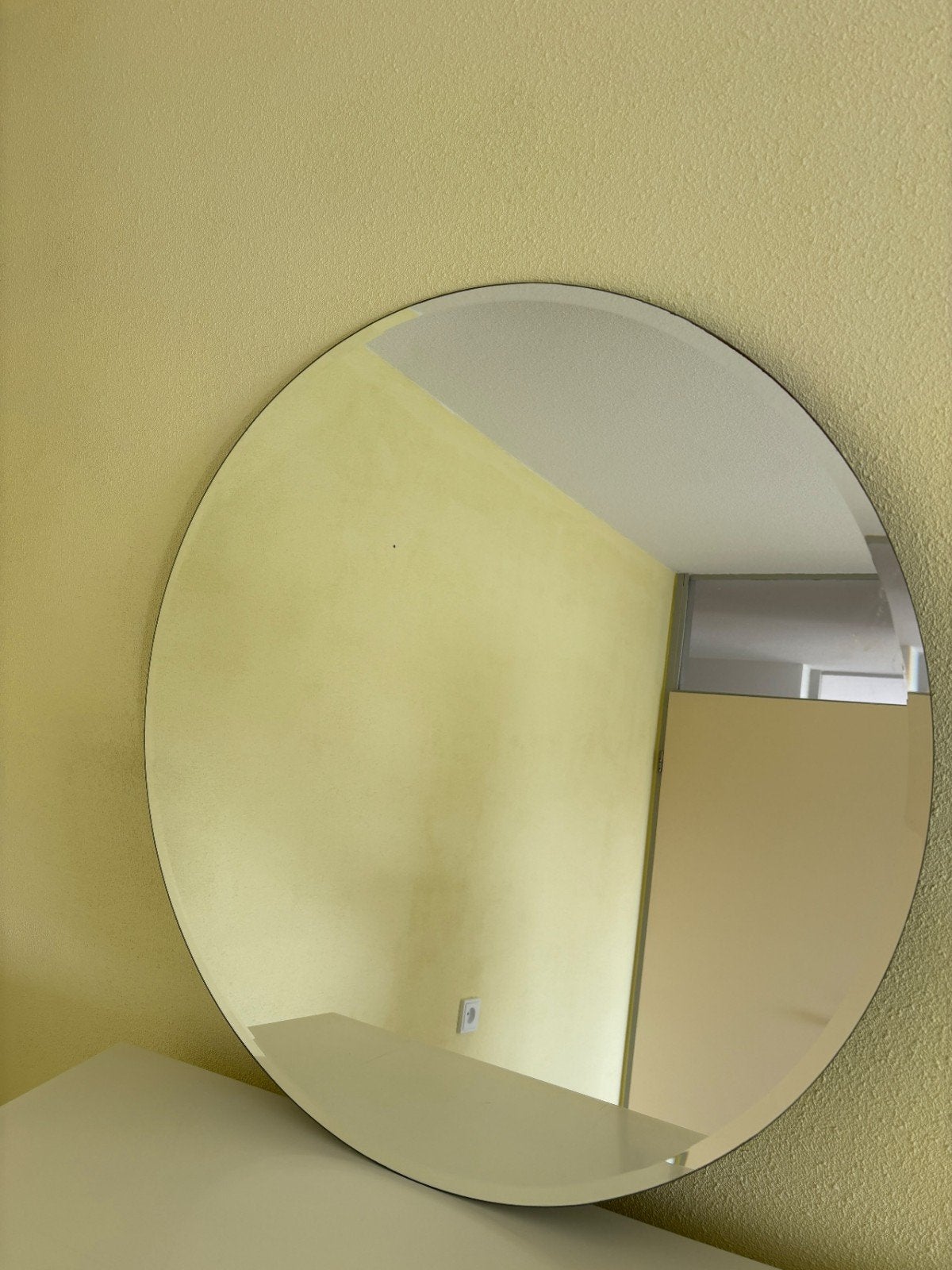 Ronde badkamerspiegel met facetrand - 75 cm, Huis en Inrichting, Ophalen, Gebruikt, Rond, Minder dan 100 cm