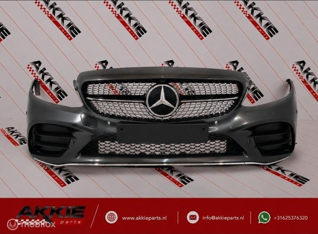Mercedes C klasse bumper voor C43 amg W205 facelift 6xpdc, Gebruikt, Voor, Mercedes-Benz, Ophalen of Verzenden