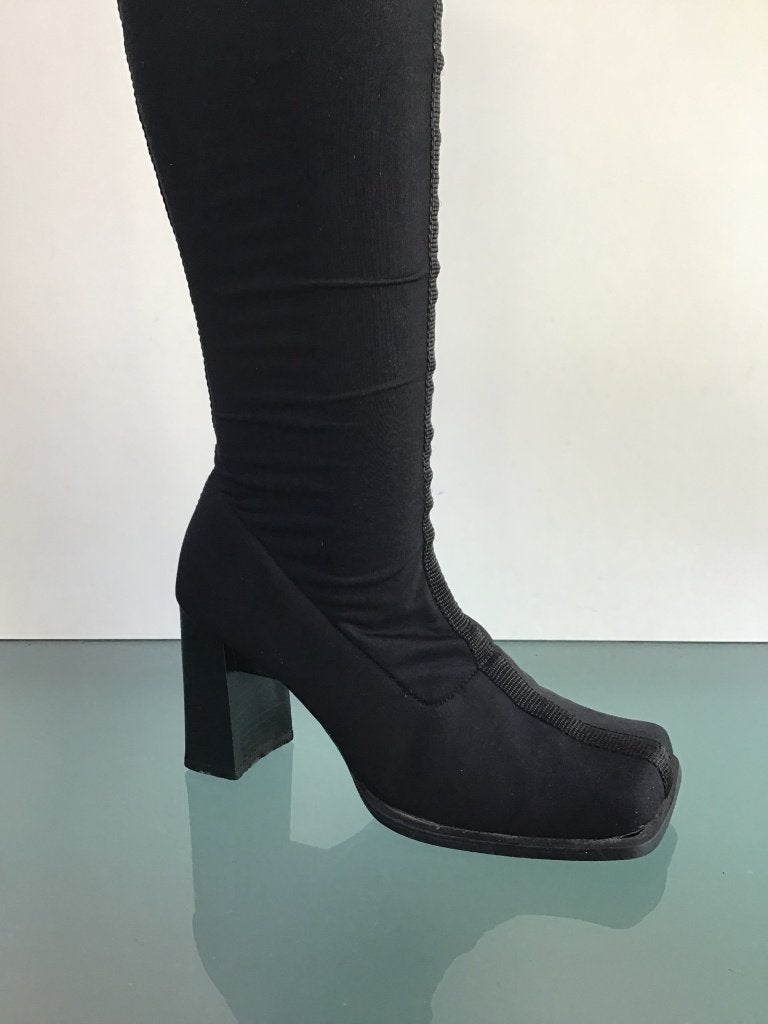Coole zwarte stretch laarzen 36 | Gratis verzenden, Kleding | Dames, Schoenen, Hoge laarzen, Verzenden, Zwart, Zo goed als nieuw