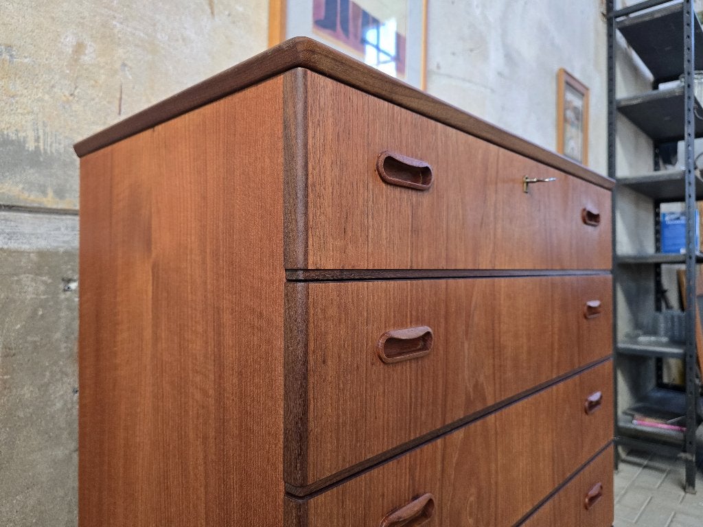 Vintage Deens Design Ladekast Teak Mid Century Laden Kast 2, Gebruikt, Grenenhout, 5 laden of meer, 100 tot 150 cm