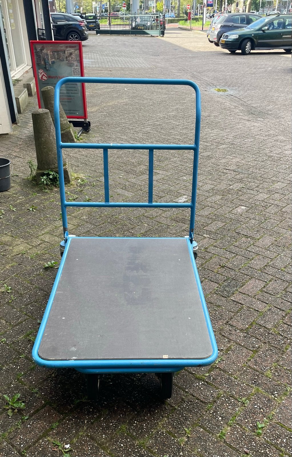 Blauwe transportkar (niet inklapbaar) 77x110x110 cm, Ophalen, Gebruikt, Transportkar