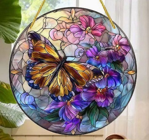 Raamhanger vlinder   - ( extra kleurrijk ) -, Tuin en Terras, Tuinwanddecoratie, Nieuw, Verzenden