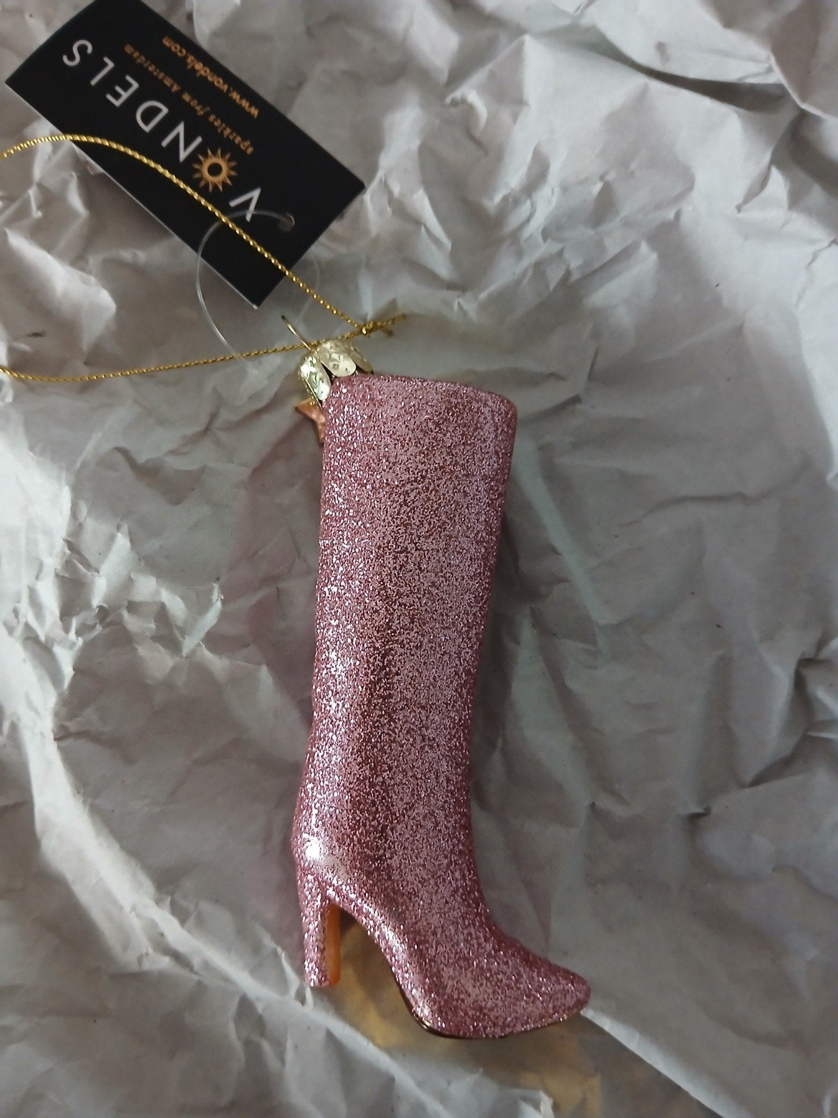 vondels kerstornament roze glitter laars, Ophalen of Verzenden, Nieuw