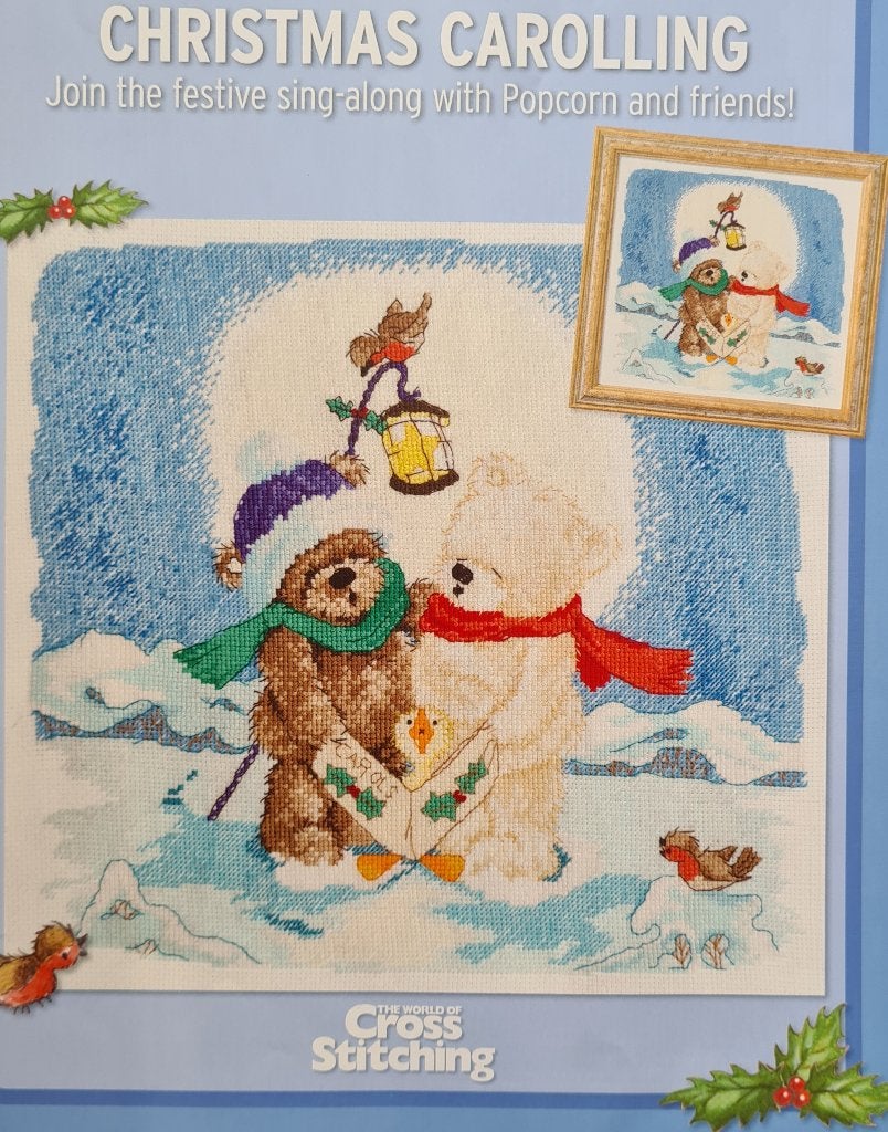 Popcorn (beer) Christmas Carolling Kerst borduurpatroon, Ophalen, Nieuw, Handborduren, Patroon
