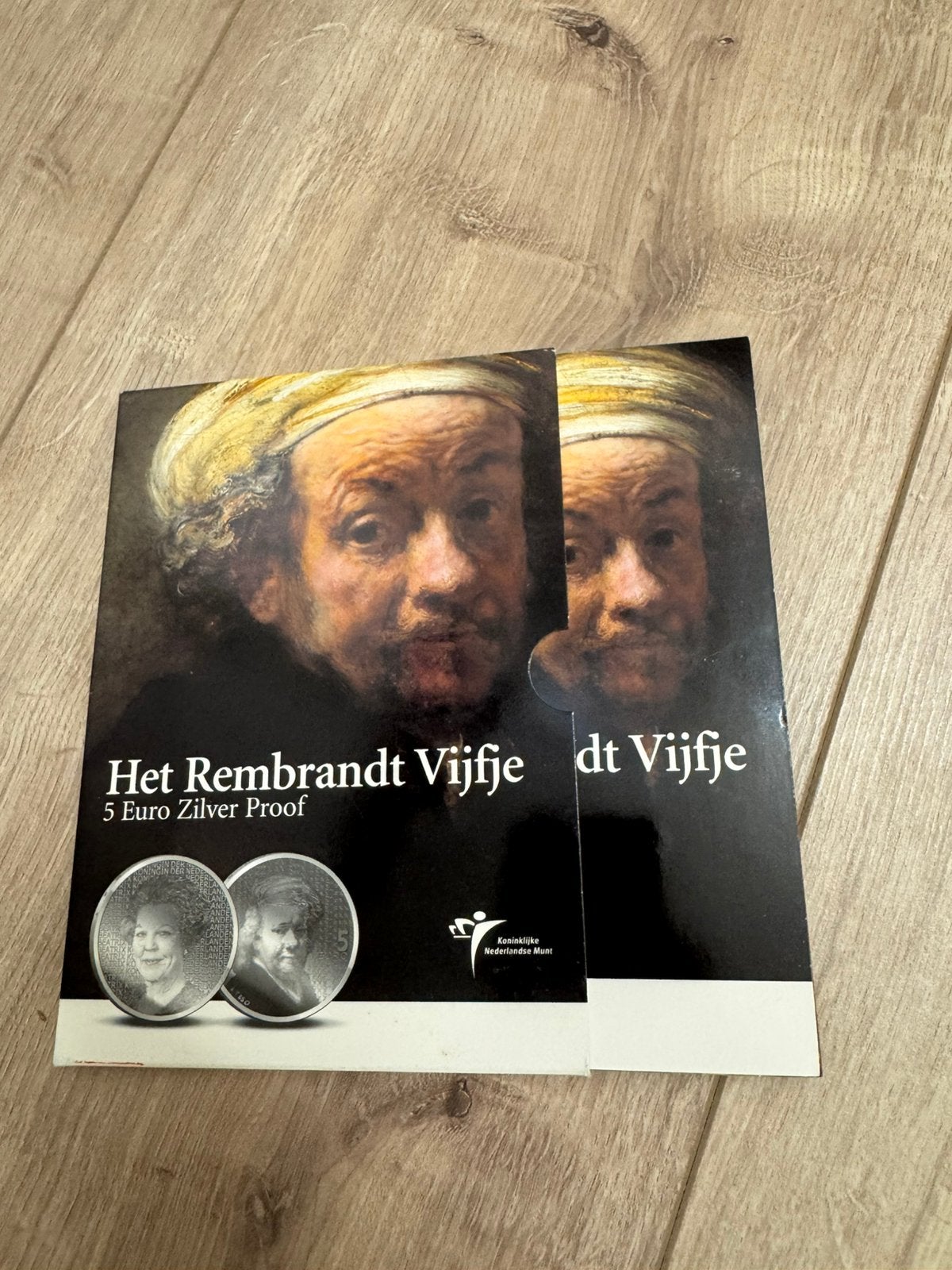 Rembrandt vijfje proof, Postzegels en Munten, Koningin Beatrix, Zilver, Euro's, Ophalen of Verzenden