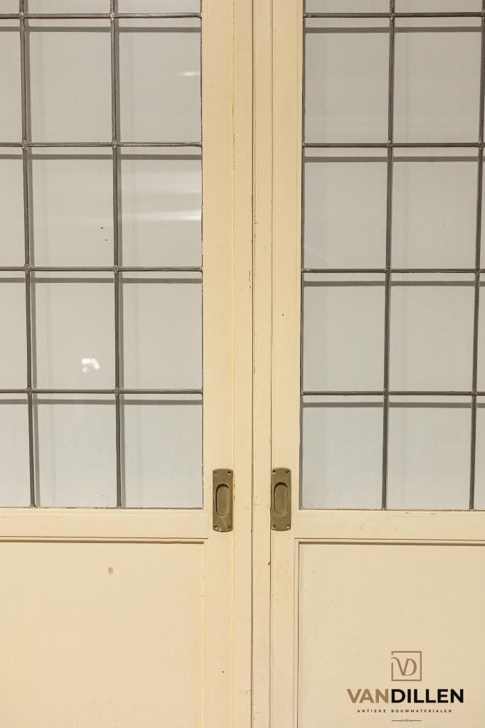 Nette en hoge set ensuite / schuifdeuren met glas in lood, Doe-het-zelf en Verbouw, Deuren en Horren, Ophalen, Binnendeur, Zo goed als nieuw