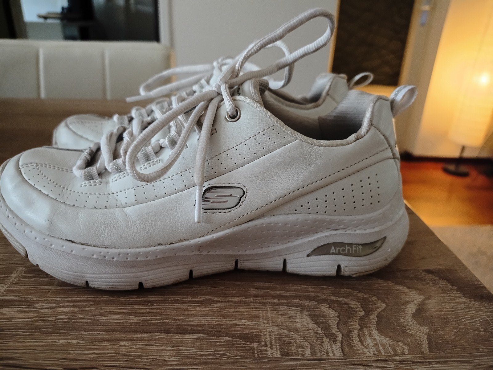 Skechers Arch Fit dames sneakers wit leer/PU leer maat 38, Ophalen