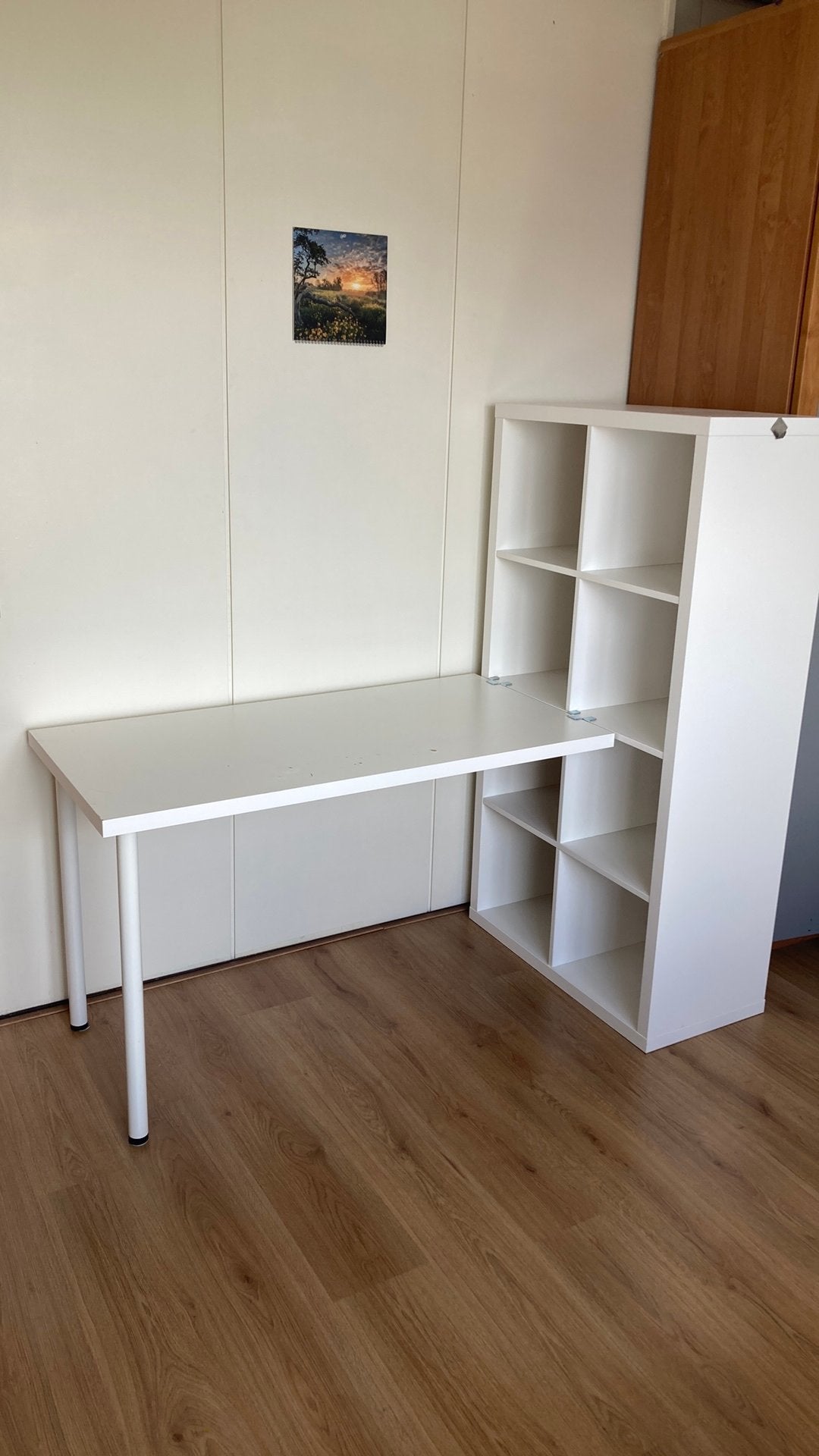 Wit bureau met opbergkast (Ikea), Ophalen, Opbergruimte, Gebruikt, Spaanplaat of MDF