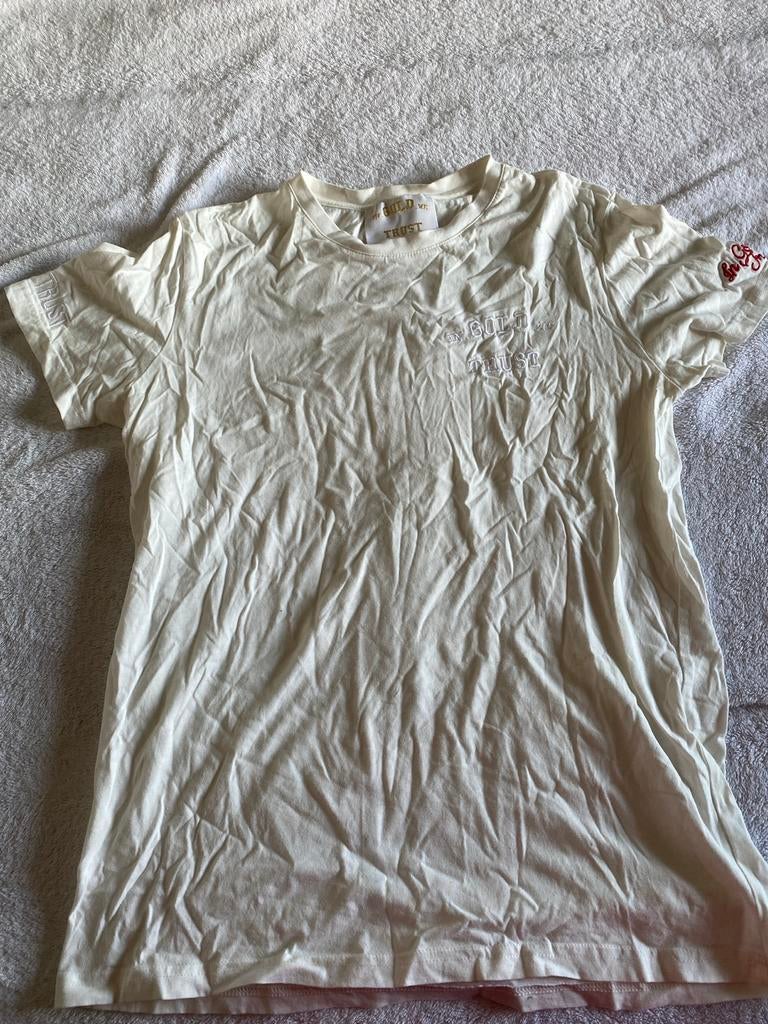 In Gold We Trust T-shirt - Wit - Maat S, Ophalen of Verzenden, Zo goed als nieuw, Wit